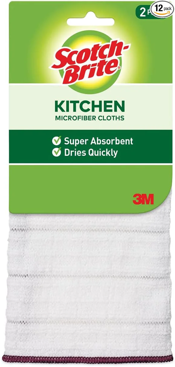 Fine Kitchen Cleaning Cloth Microfiber White 2 Pack 12 Packs Carton Prestigious