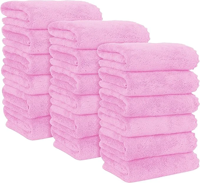 Refined MOONQUEEN 18 Pack Premium Hand Towels – Quick Drying – Microfiber Coral Velvet Highly Absorbent Towels – Multipurpose Use as Hotel Bathroom Shower Spa Hand Towel 16 x 28 inches Frozen Berry About ThisOverview Crafted