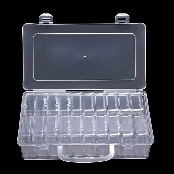 Durable Bead Storage Box Clear Plastic Organizer Containers with Hinged Lids for Bracelet Making Nail Art Seed Beads Stack Craft Case Travel-Friendly Design 20pcs About ThisOverview Reliable