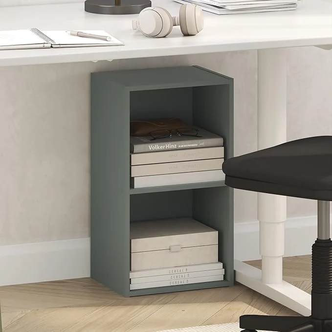 Traditional Furinno PASIR Book Shelf 2-Tier Modern Bookshelf Open Shelves Bookcase 9 x 12 x 21 for Living Room Bedroom Home Office Sage GreenAbout ThisOverview Crafted