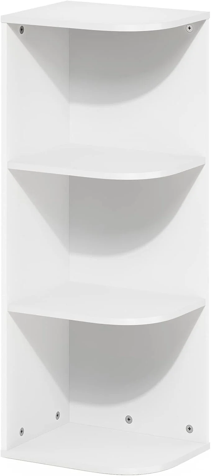 High-Grade Furinno PASIR Book Shelf 3-Tier Corner Bookshelf Open Shelves Bookcase 9.3 x 12 x 31.5 for Living Room Bedroom Home Office WhiteAbout ThisOverview Contemporary