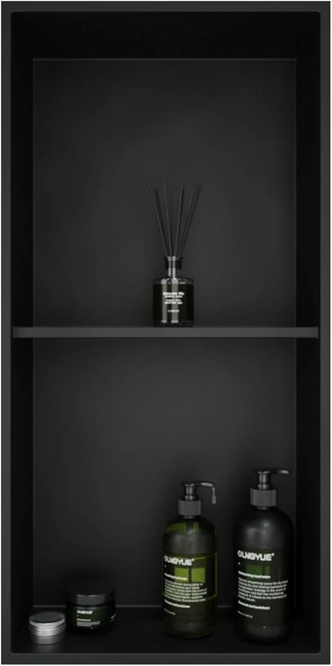 High-End Shower Niche Stainless Steel No Tile Needed Double Layer – 12×24 Inchs Recessed Wall Niches Shelf for Bathroom Storage – Matte BlackAbout ThisOverview Fashionable