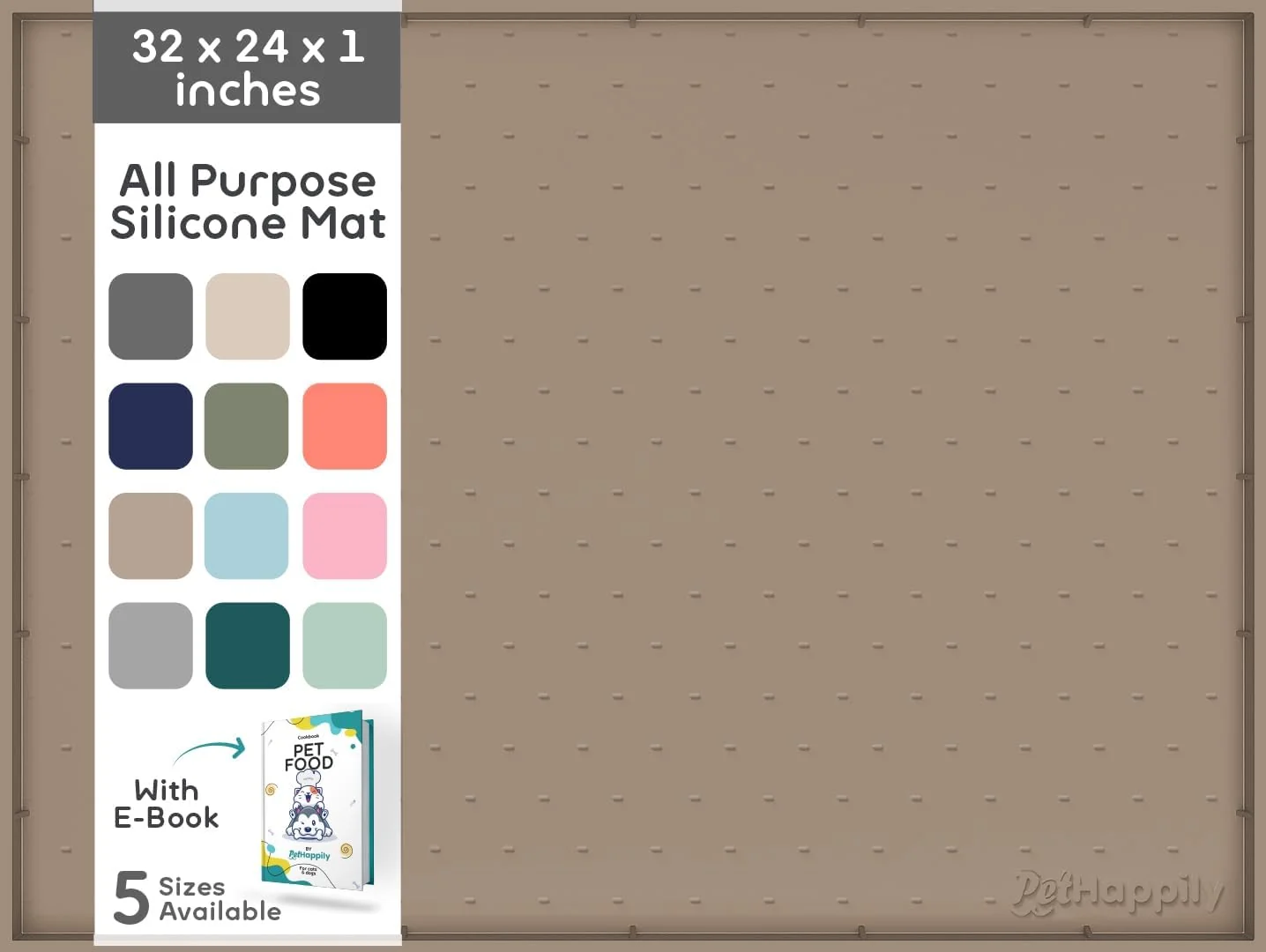 Smart 32x24x1 XL Dog Food Mat – All Purpose Under Sink Liner Washer and Dryer Covers for The Top Silicone Griddle Mat for Blackstone – Raised Edges Dog Mat for Food and Water Prevent Spill Waterproof Green
