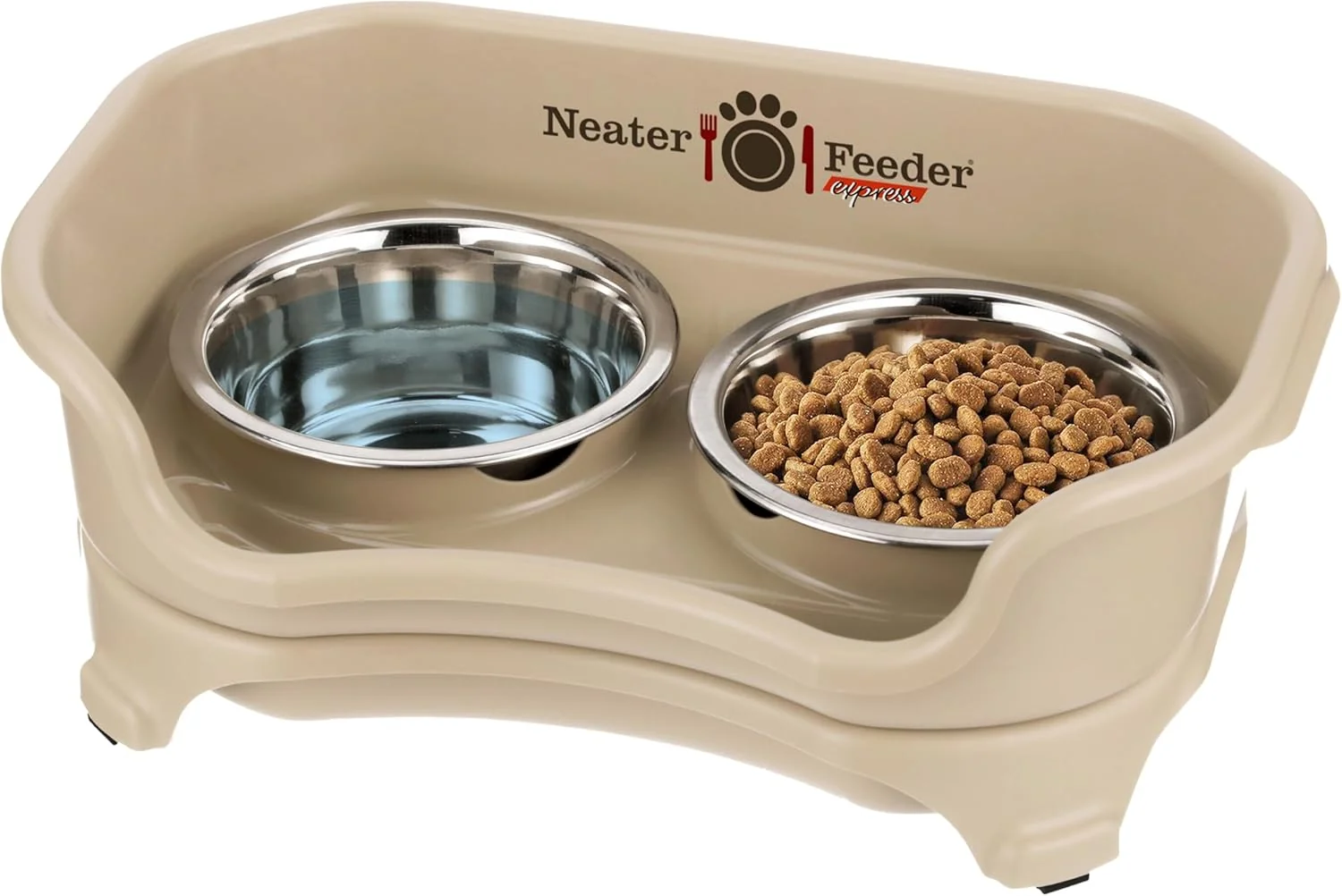 Optimized Neater Feeder Express Mess Proof Cat Bowls d No Spill Feeding Station Stainless Steel Dishes for Food and Water Raised Bowls for Indoor Cats No Fatigue Whisker Friendly Dish Almond Responsible