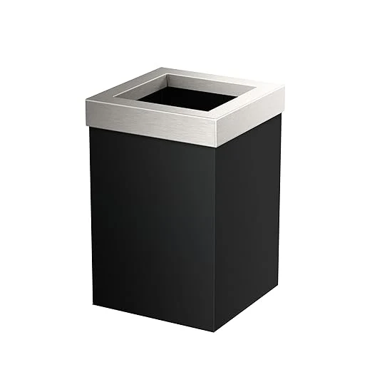 Refined Gatco Small Bathroom Trash Can with Lid Square 3 Gallon Stainless Steel Wastebasket Under Sink Matte Black and Satin Nickel for Bathroom Bedroom Office 1915SN About ThisOverview Original Design