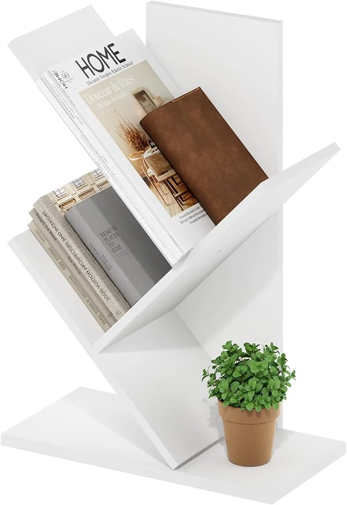 Fine Furinno Tree Book Shelf 3-Tier Bookshelf Tree Bookcase for Room Decor 8.4 x 15.7 x 21.3 for Living Room Bedroom Home Office WhiteAbout ThisOverview Reliable