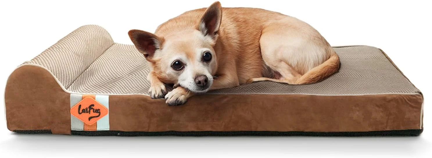 Traditional Laifug Orthopedic Memory Foam Dog Bed with Durable Water Proof Liner and Removable Washable Cover Large 34 x22 x5.5 Brown Recyclable