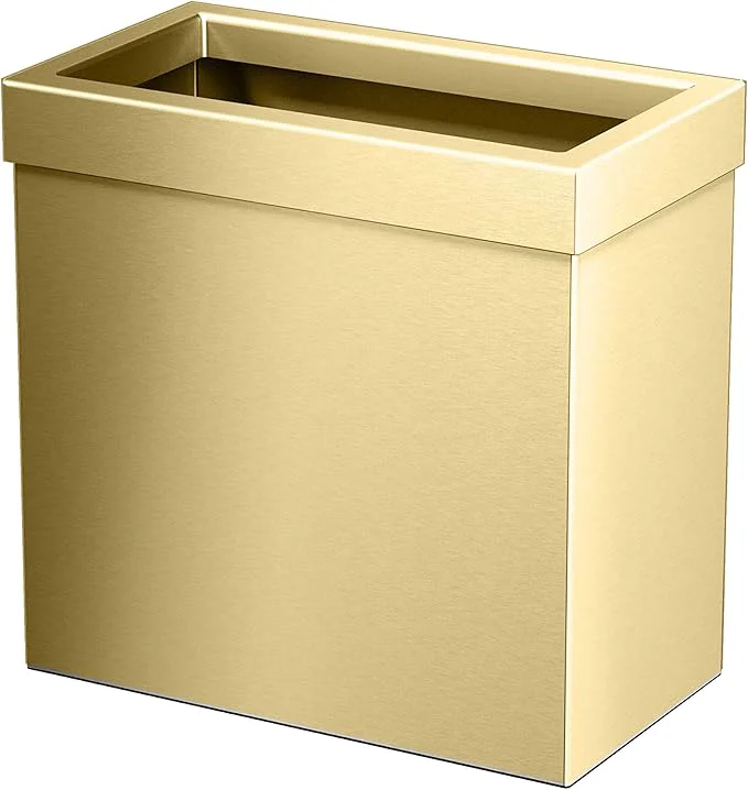 Effective Gatco Modern Rectangle Wastebasket Brushed Brass – Stainless Steel Trash Can with Removable Lid Leakproof 3 Gallon Capacity for Bathroom Bedroom Kitchen or OfficeAbout ThisOverview Fashionable