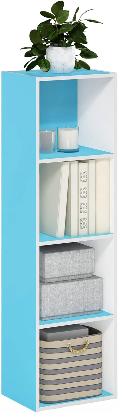 Excellent Furinno PASIR Book Shelf 4-Tier Modern Bookshelf Open Shelves Bookcase 9 x 12 x 42 for Living Room Bedroom Home Office Light Blue WhiteAbout ThisOverview Genuine