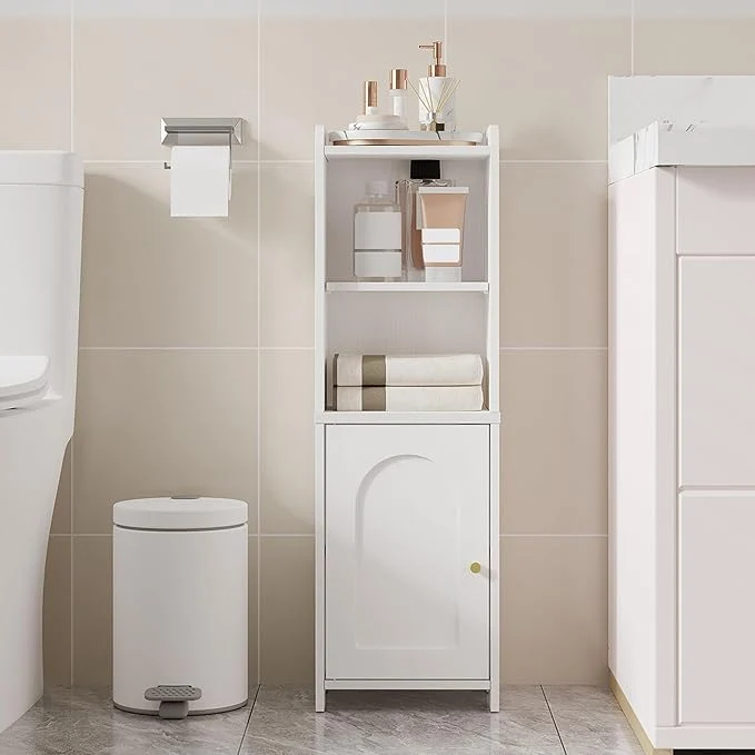 Innovative Bathroom Storage Cabinet Corner Floor Cabinet with Doors and Adjustable Shelf Narrow Toilet Paper Cabinets Bathroom Organizer for Small Spaces White BC39713XAbout ThisOverview Genuine