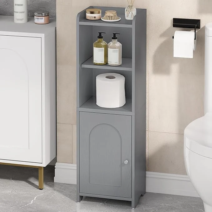 Smooth Bathroom Storage Cabinet Corner Floor Cabinet with Doors and Adjustable Shelf Narrow Toilet Paper Cabinets Bathroom Organizer for Small Spaces Gray BC39721XAbout ThisOverview Environmentally Friendly