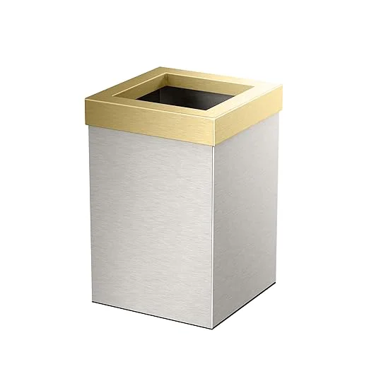 Pure Gatco Small Bathroom Trash Can with Lid Square 3 Gallon Stainless Steel Wastebasket Under Sink Satin Nickel and Brushed Brass for Bathroom Bedroom Office 1914B About ThisOverview Practical