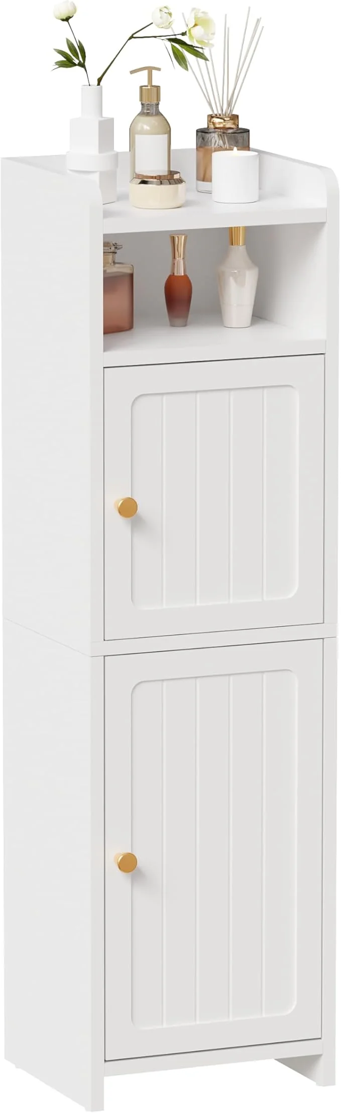 Enhanced BEWISHOME Small Bathroom Cabinet Bathroom Storage Cabinet with Adjustable Shelves 2 Doors Narrow Toilet Paper Cabinets 7.9 D x 9.8 W x 31.5 H for Small Spaces White YYG13WAbout ThisOverview Premium Material