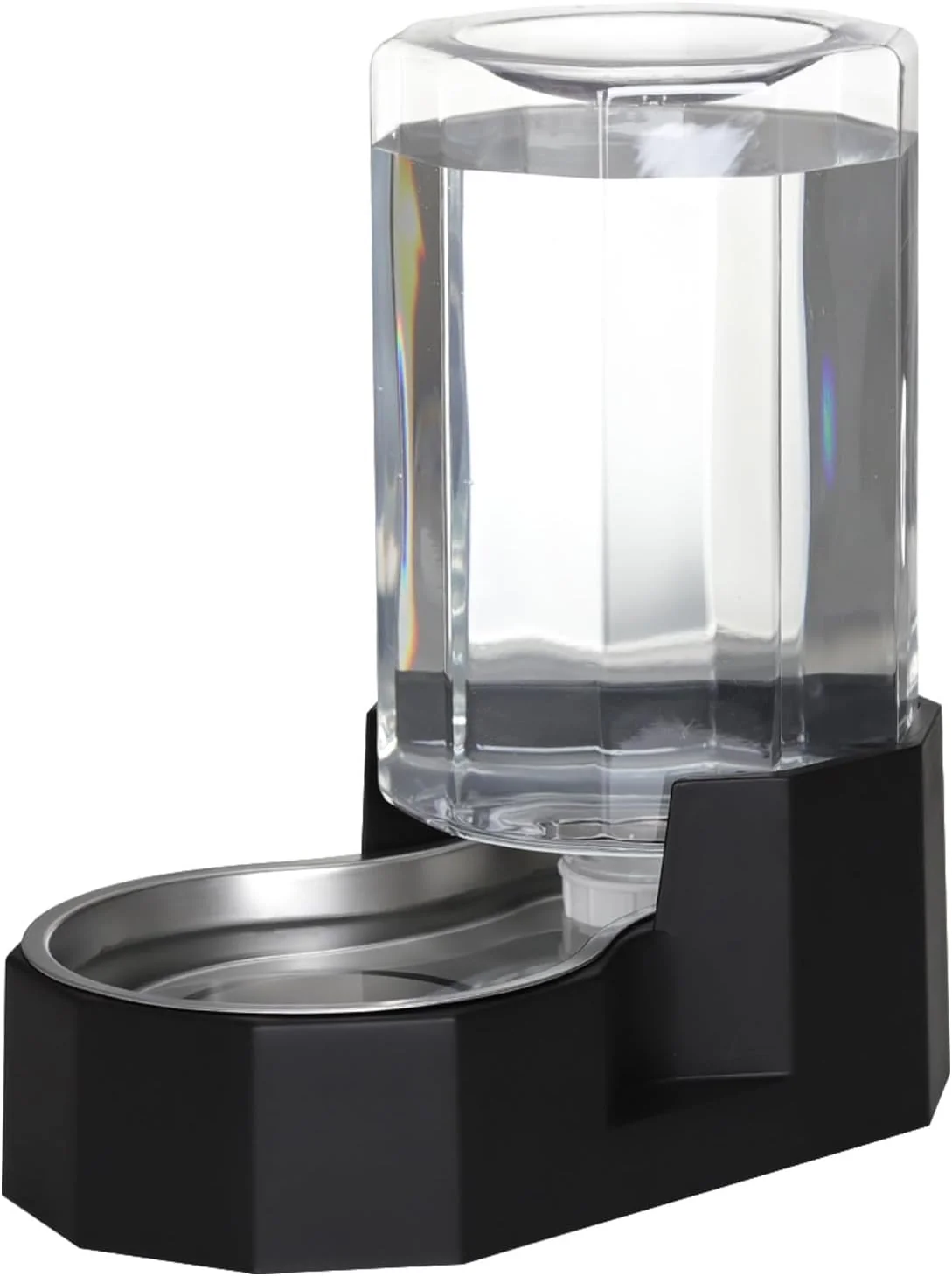 Smooth Sfozstra Dog Water Bowl Dispenser 7L Large Black Gravity Stainless Steel Bowl – Without Filter – Pet Feeder for Pets Indoor Outdoor Use by Owners Traditional