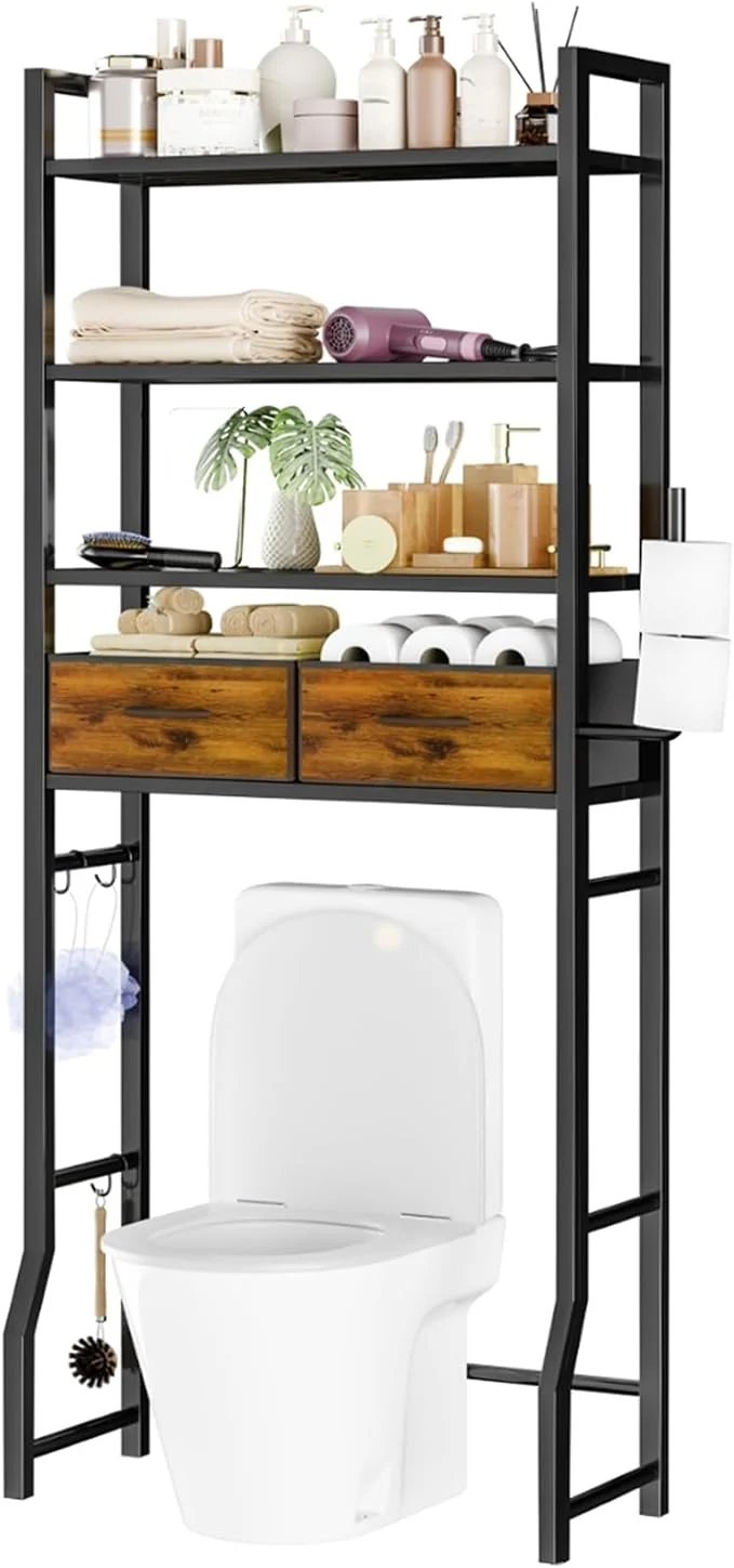 Genuine Simple Trending 4 Tier Over The Toilet Storage with Drawers Heavy Duty Bathroom Stand Organizer Metal Shelves for Laundry BlackAbout ThisOverview Consistent