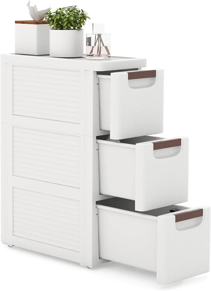 Classic LOKO 3-Drawer Narrow Storage Cabinet Slim Rolling Cart Mobile Plastic Cart Container with Pull Handles Built-in Wheels for Living Room Kitchen Bathroom Office 7.5 x16.5 x22.5 3 Drawer About ThisOverview Convenient