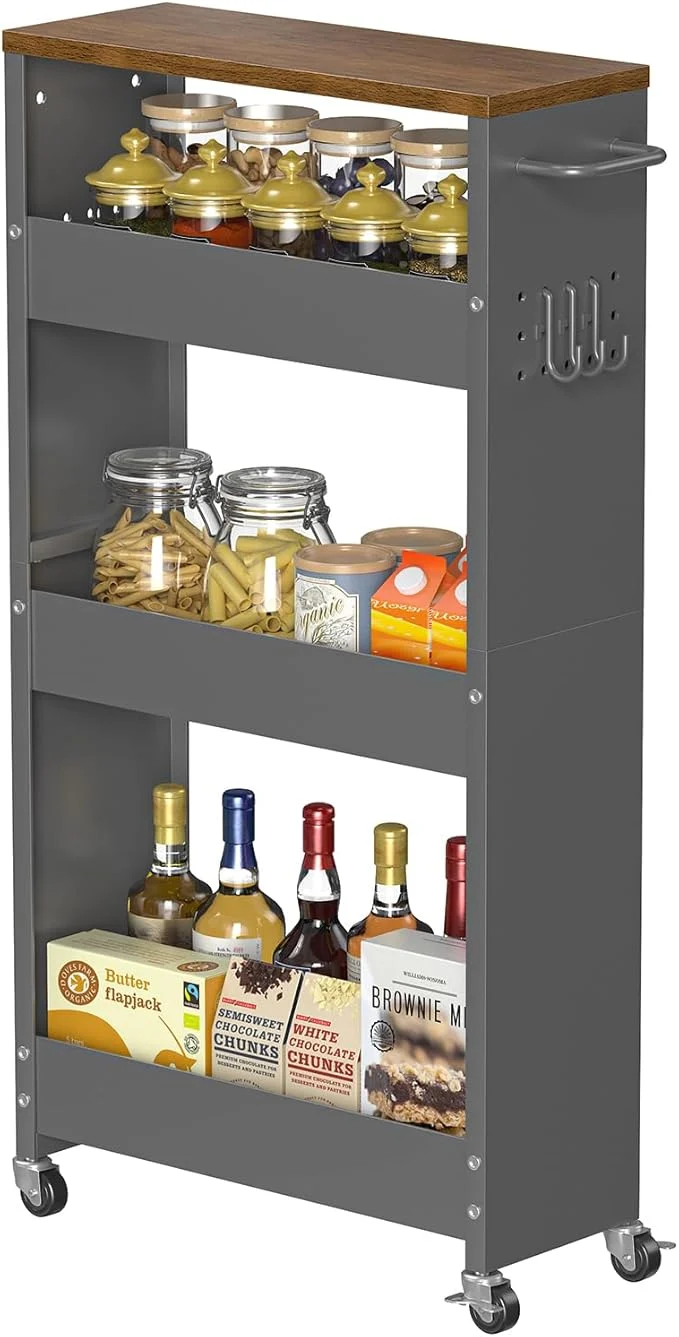 Original Slim Storage Cart 4-Tier Kitchen Rolling Cart Narrow Storage Cabinet with Handle Wheels Metal Rolling Shelf Unit for Kitchen Bathroom Laundry Small Places 5.9IN Gary Brown About ThisOverview Green