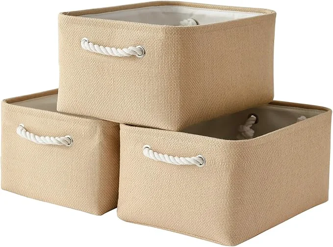 Efficient TheWarmHome Organization and Storage Bin for Shelves – Large 3 Pack 16x12x8 inch Storage Basket for Organizing Canves Storage Cubes for Organizer Toy Closet Cloth Gift Beige About ThisOverview Powerful
