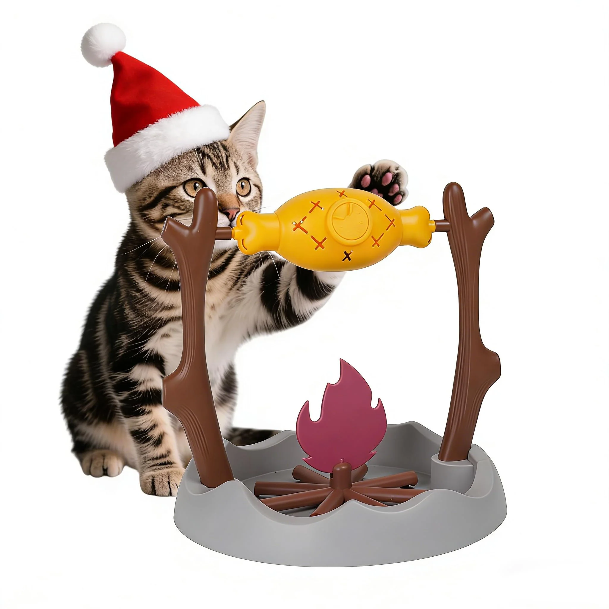 Verified DFQ Cat BBQ Toy Treat-Dispensing Puzzle Feeder for Indoor Cats Smooth