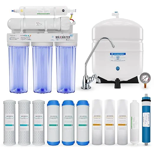 Versatile Max Water 5 Stage 100 GPD Reverse Osmosis Water Filtration System Faucet-B NSF Tank 7 Extra Filter Cartridges – Wall Mount Under Sink RO System – Model RO-5C6About ThisOverview Organic