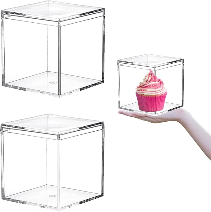 High-End Acrylic Boxes 2 Pieces Clear Boxes with Lid Clear Square Cube Containers Jewelry Storage Boxes for Birthday Valentine’s Day Party Favor Candy Pill and Tiny JewelryAbout ThisOverview Superior