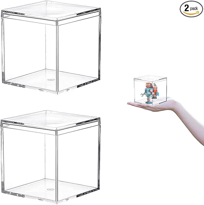 Practical Acrylic Box Clear Display Box with Lid Plastic Square Cube Containers Home Office Storage Box Wedding Party Favor Candy Pill and Tiny Jewelry BoxAbout ThisOverview Pure
