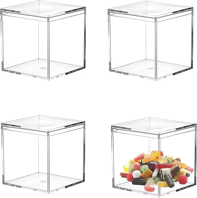 Fine Acrylic Box Clear Acrylic Square Cube Display Boxes Multi-Purpose Container Clear Boxes with Lids for Gifts Weddings Valentine’s Day Party Favors Jewelry Storage BoxAbout ThisOverview Enhanced