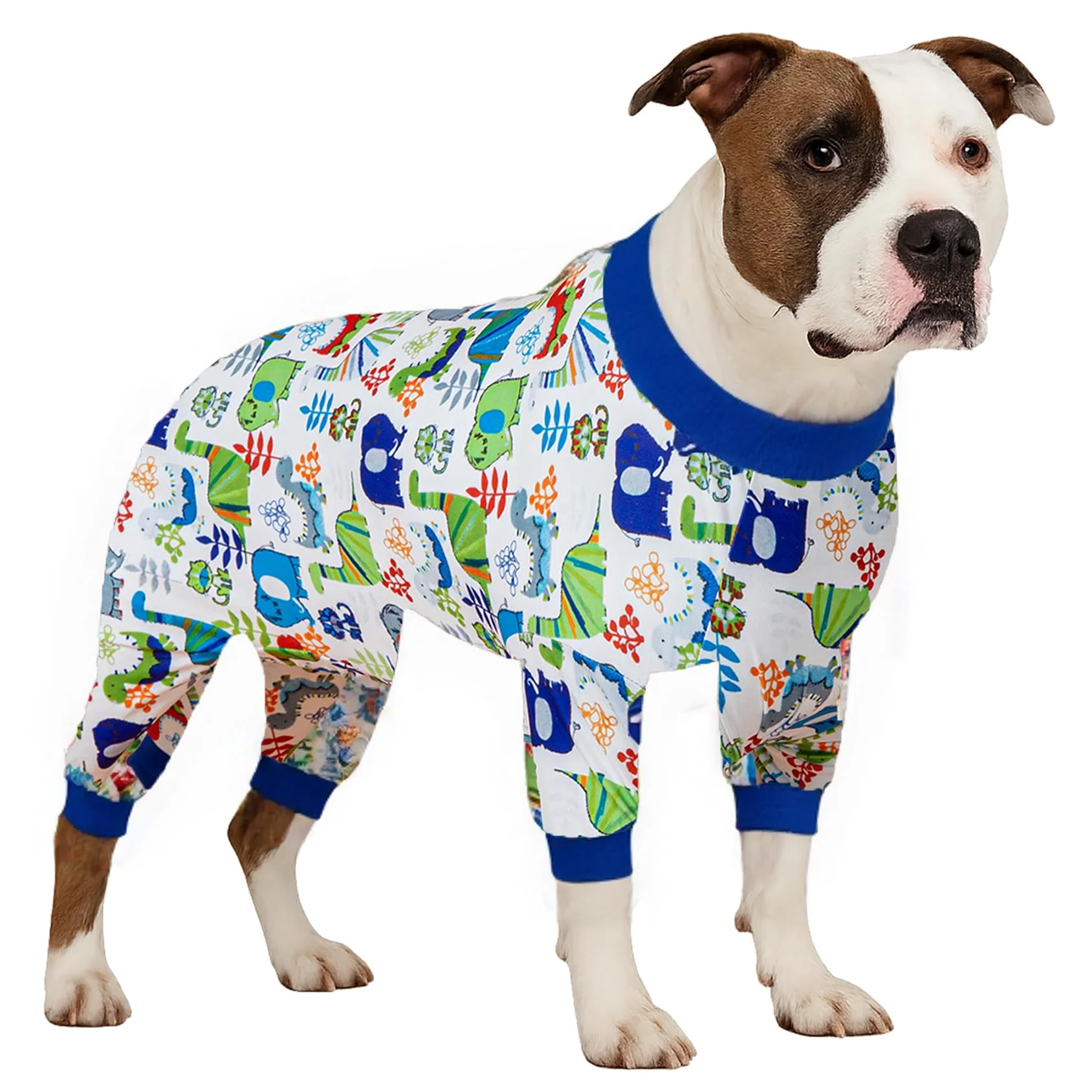 Genuine LovinPet Dog Onesie for Surgery – Large Blue-Grey 3XL Dinosaur Print Recovery Pajamas Top-Quality