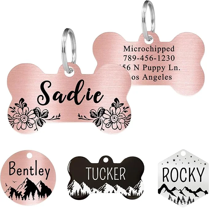 Safe Ultra Joys Stainless Steel Pet ID Tag Dog Name Tags Personalized Front and Back Effective