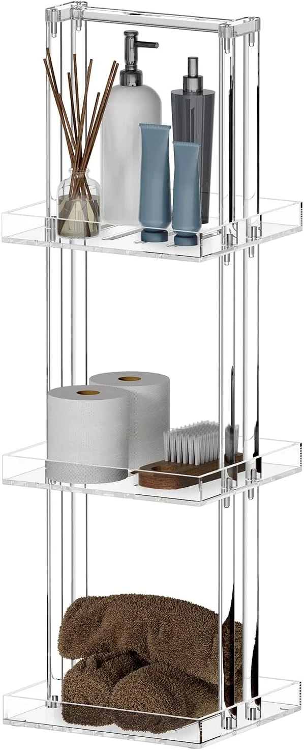 Versatile Aquiver Acrylic Standing Shower Caddy – 3 Tier Shower Organizer Stand with Handle – Corner Shower Caddy for Inside Bathroom Bathtub 11” L x 10” W x 34.6” H ClearAbout ThisOverview Artisan