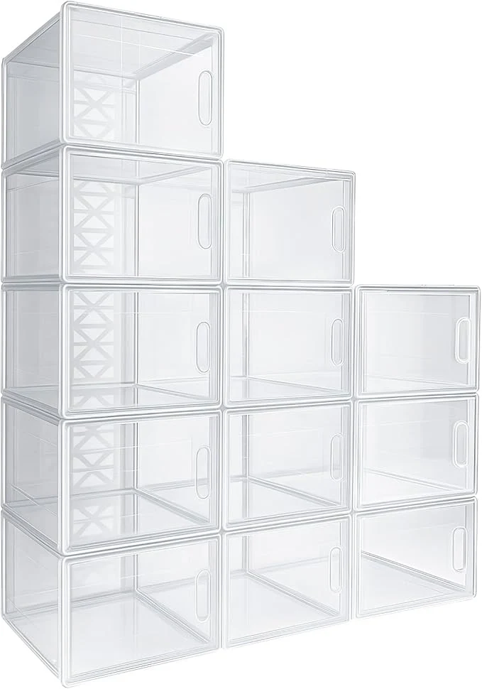 Prestigious 12 Pack XX-Large Acrylic Shoe Organizer Storage Boxes for Closet Thicken Sturdy Clear with Magnetic Door Stackable Sneaker Container Display Case White Fits Us Size 15About ThisOverview Outstanding