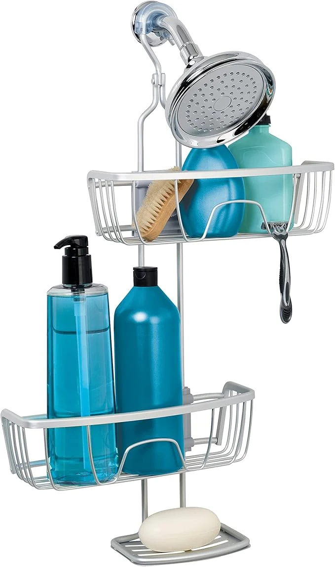 High-Grade Zenna Home Rust Shower Caddy Hanging Bathroom Organizer Aluminum Shower Rack with 2 Adjustable Shelves and Built in Hooks Over Shower Head Storage System Satin ChromeAbout ThisOverview Advanced