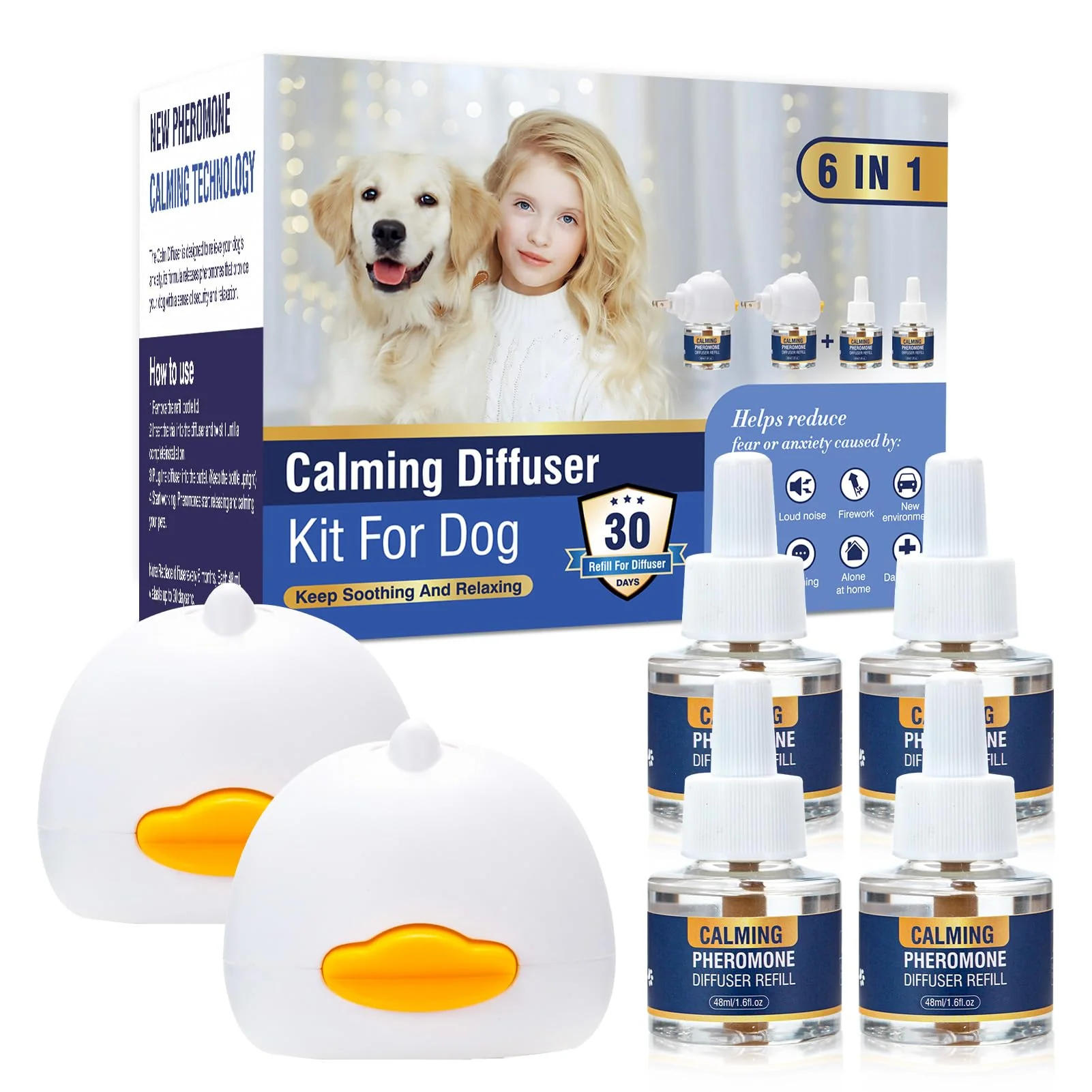 Secure LKBHGF Dog Calming Pheromones Diffuser 6-in-1 Kit – 120 Day Supply Advanced