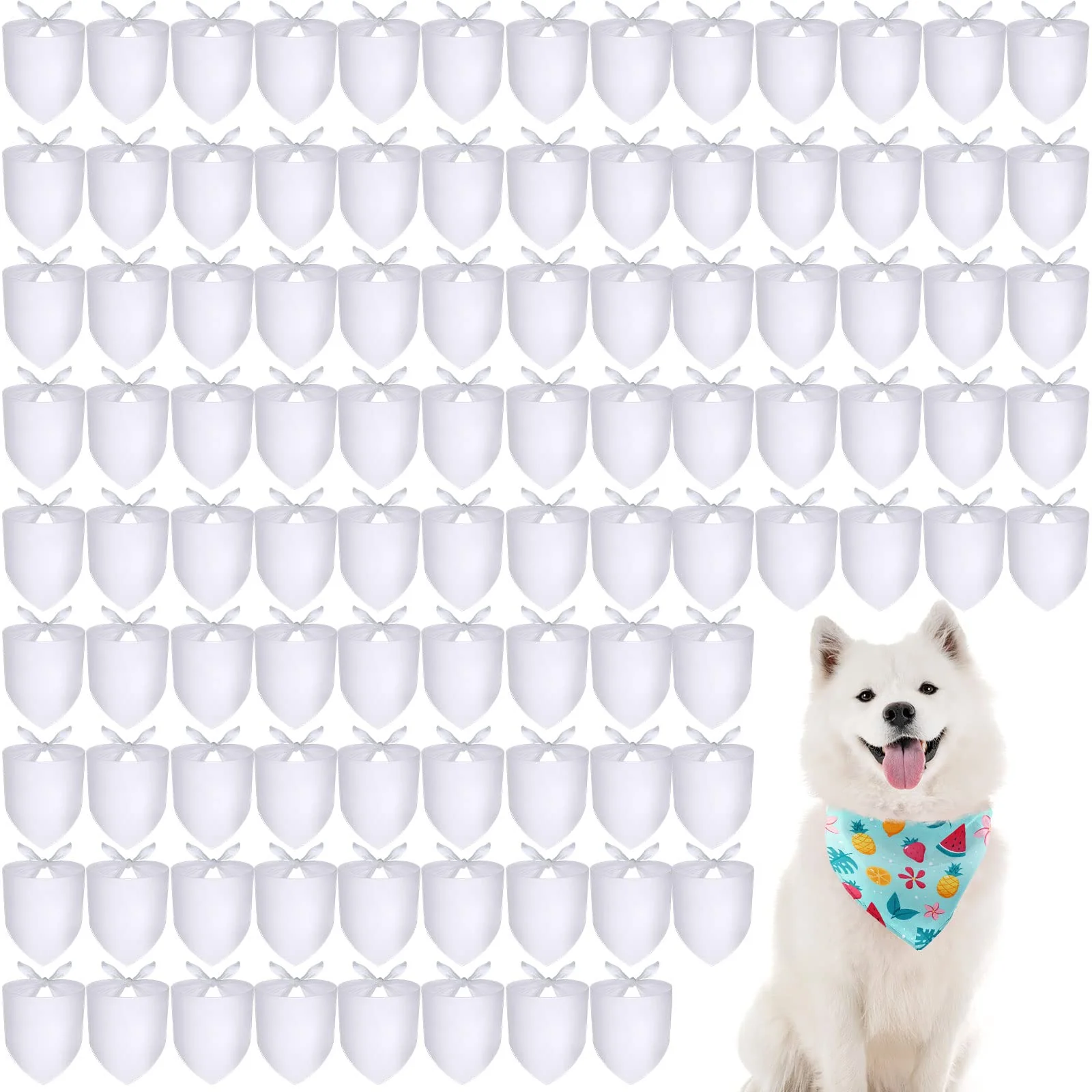 Optimized Kacctyen 100 Pcs Sublimation Blank Dog Bandanas – DIY PET Bandana Bibs Washable 24.4 x 16.54 in Reusable