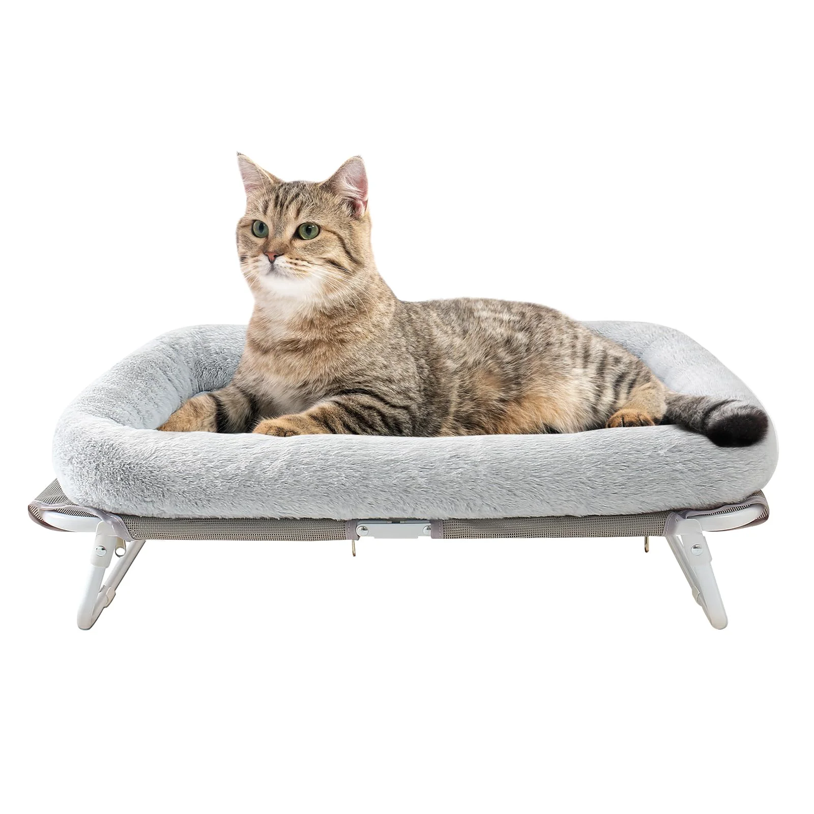 Excellent Sunhoo d Cat Bed – Foldable Raised Pet Hammock with Off-Floor Metal Frame Grey Practical