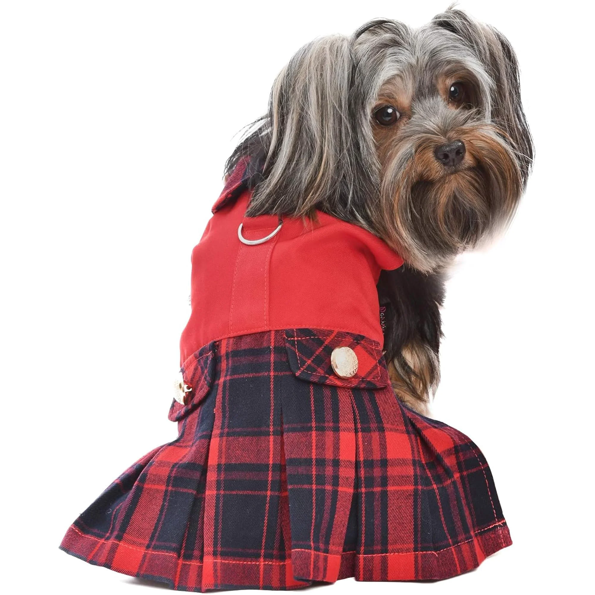 Smart Parisian Pet Dog Dress – Scottish Red Plaid Outfit for Medium Dogs Lightweight Party Puppy Dress Prestigious