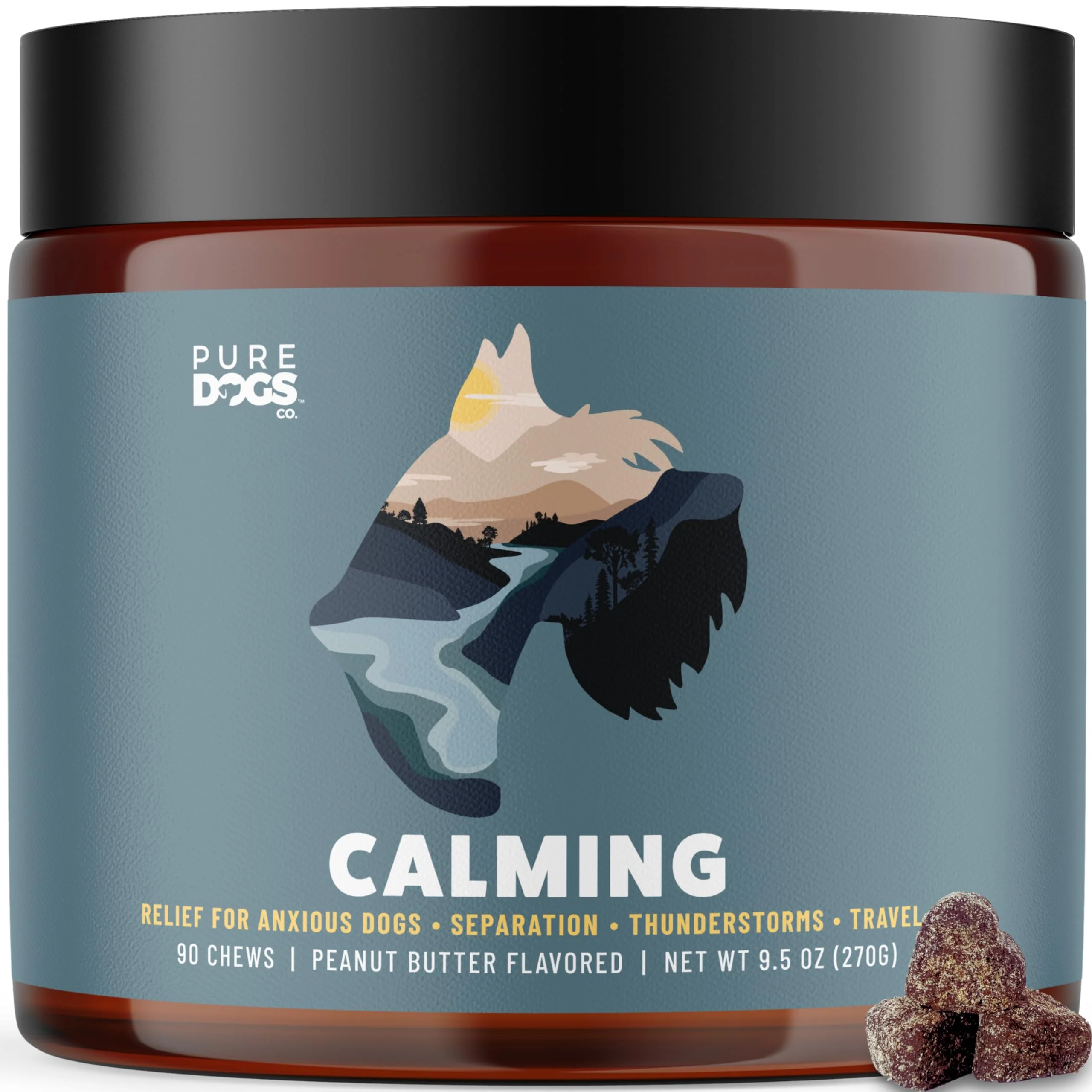 Durable Pure Dogs Calming Chews for Anxiety Stress Relief – Hemp GABA 90 Treats Breathable