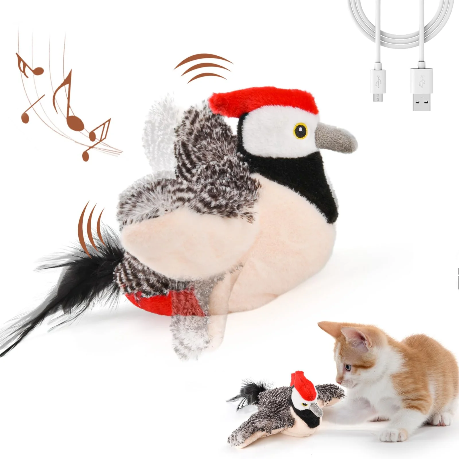 Premium Material LIFLIX Flappy Bird Cat Toy – Interactive Chirping Plush Bird with Catnip for Indoor Cats High-Grade