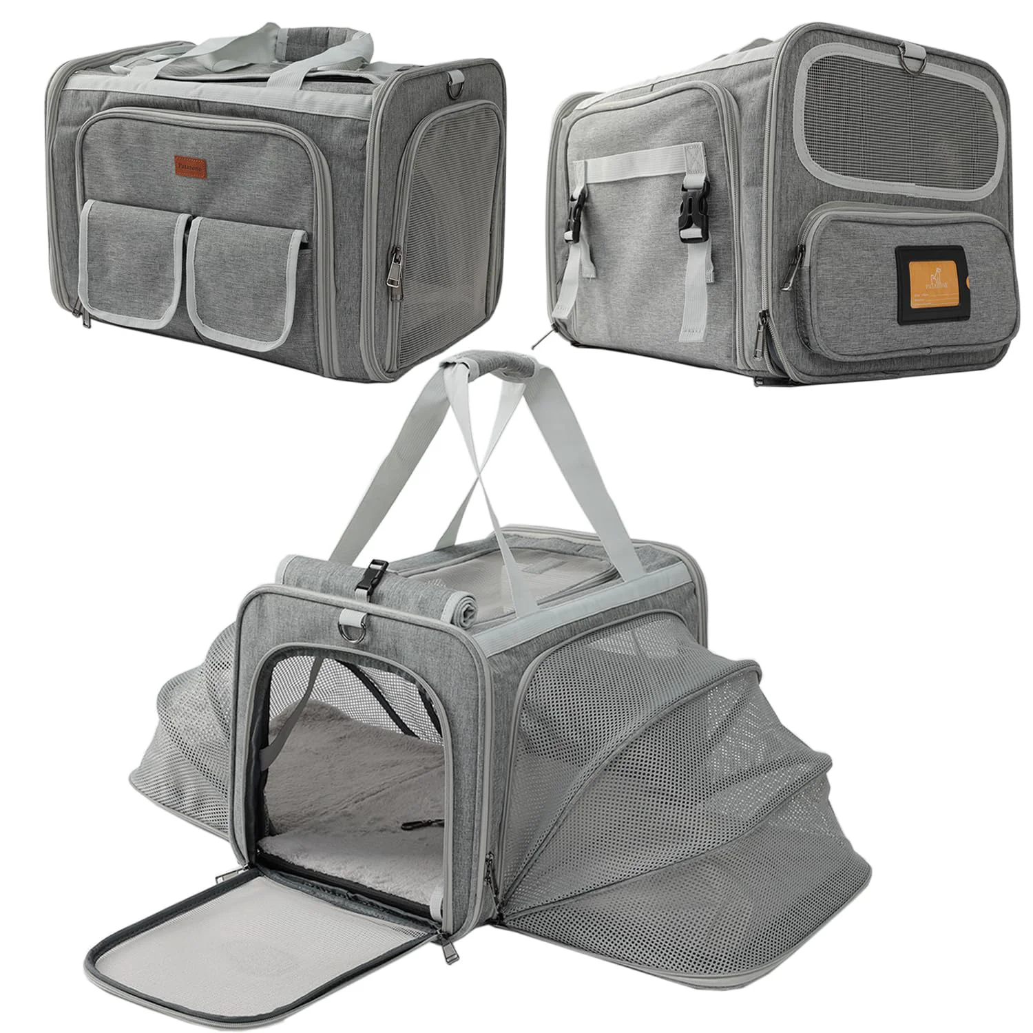 Excellent PATAZONE Dog Carrier Cat Carrier – Grey Soft Bag Airline Expandable Sides Elegant