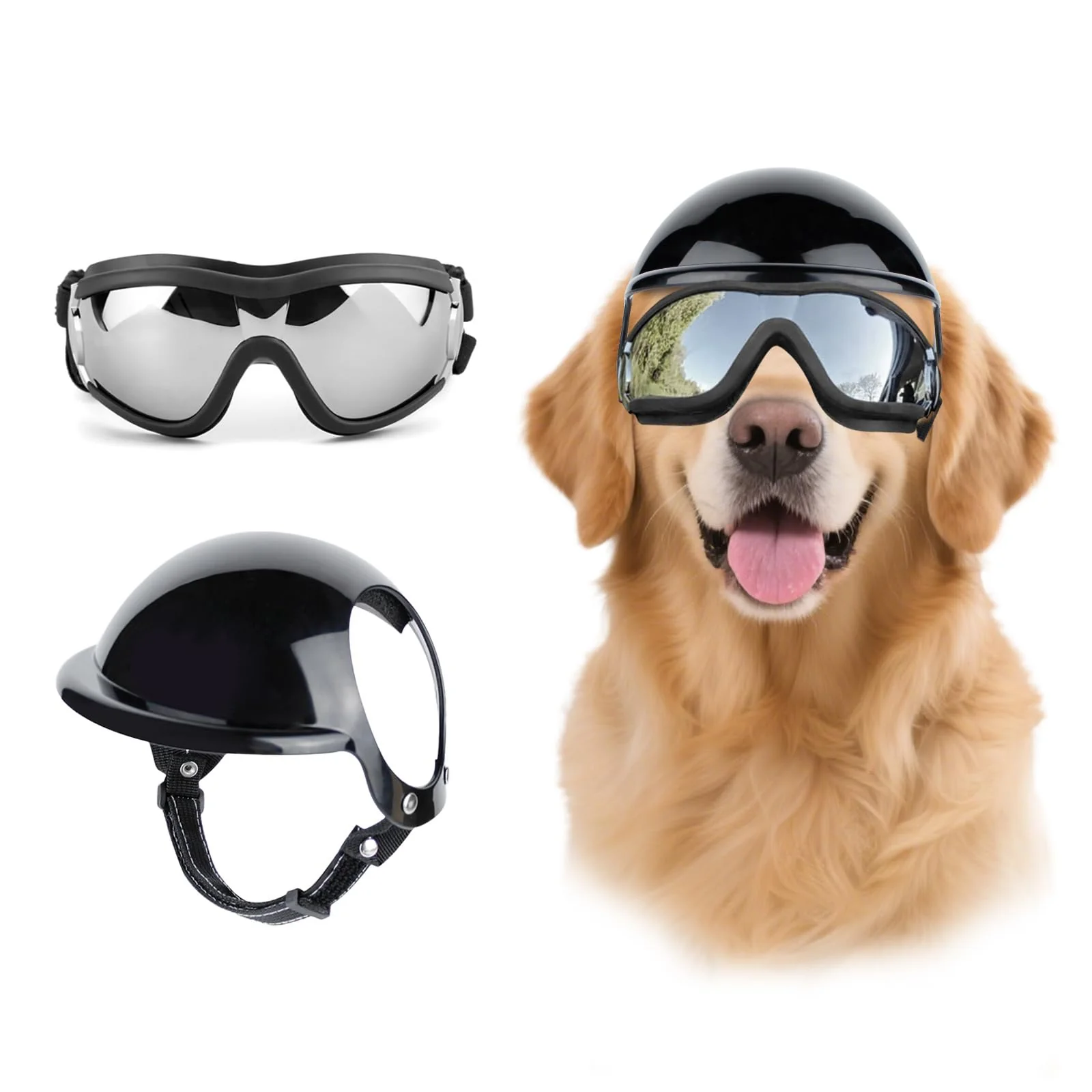 Certified LESYPET Dog Helmet Goggles – Large Breed UV Protection Riding Set Traditional