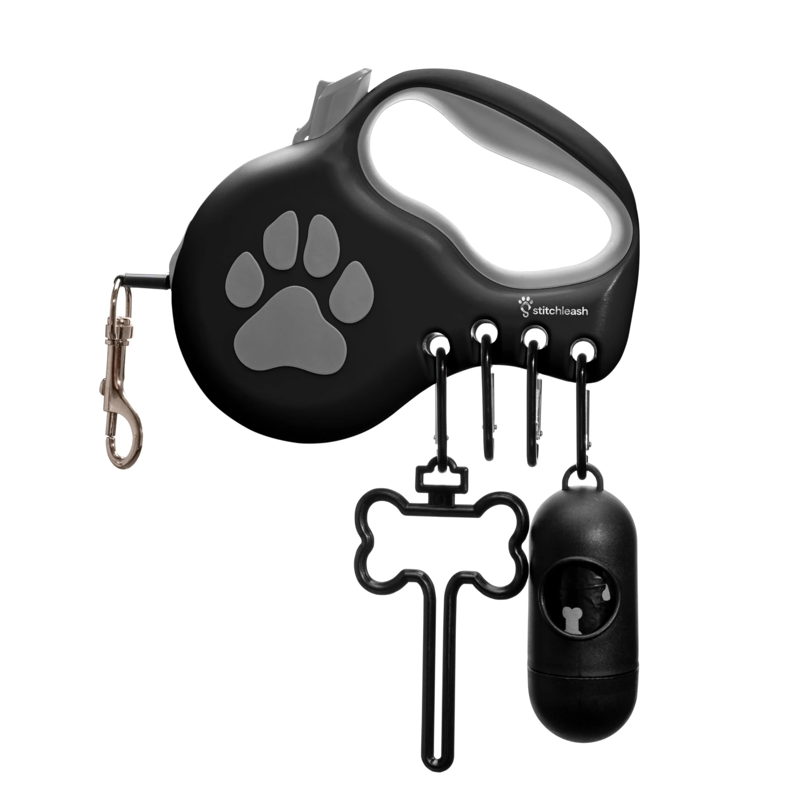 Refined StitchLeash Retractable Leash for Small Medium Dogs up to 55lbs — Reflective Customizable Ergonomic Premium