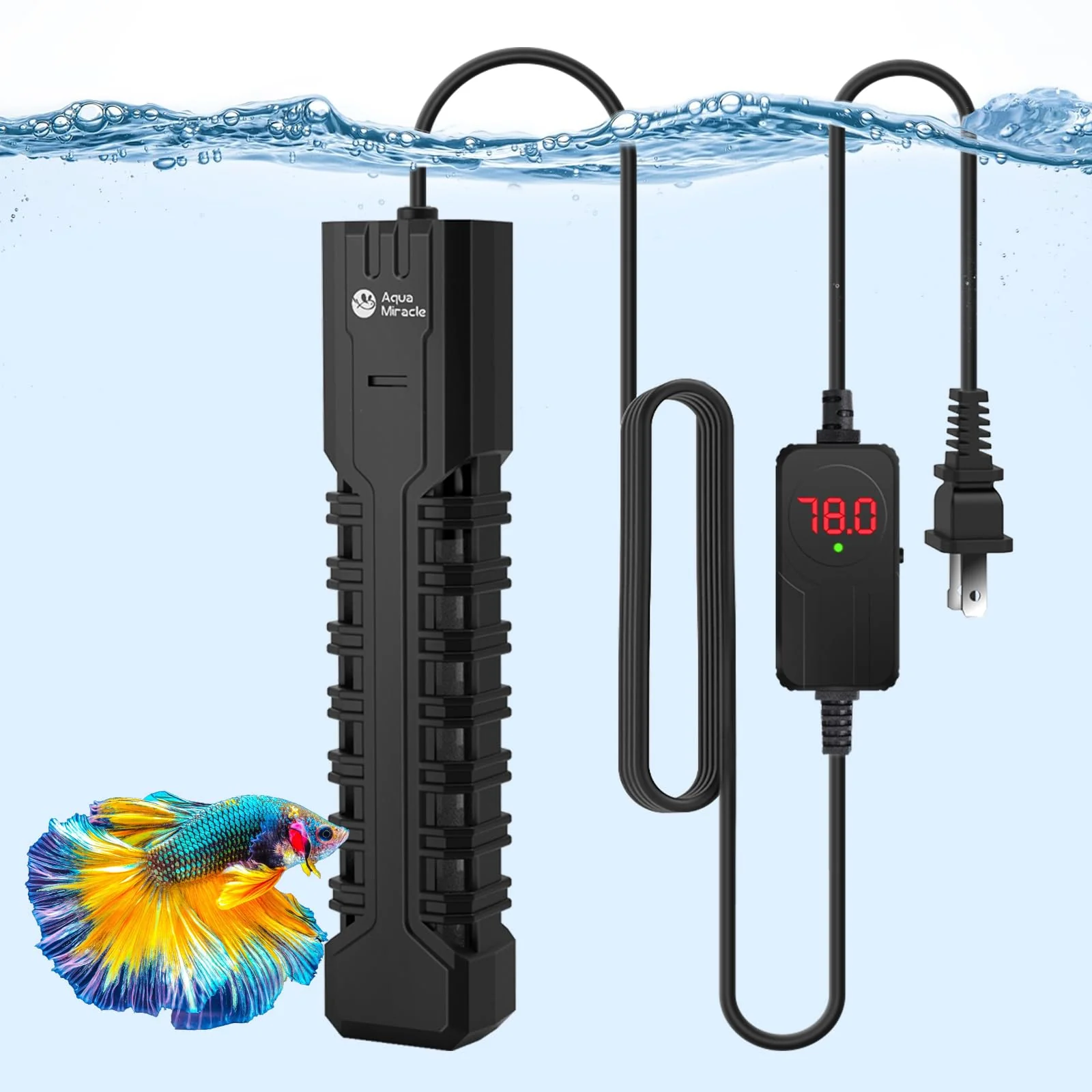 First-Class Aqua 200W Submersible Aquarium Heater with LED Display – Accurate Temp for 20–40 Gallon Tanks Flexible