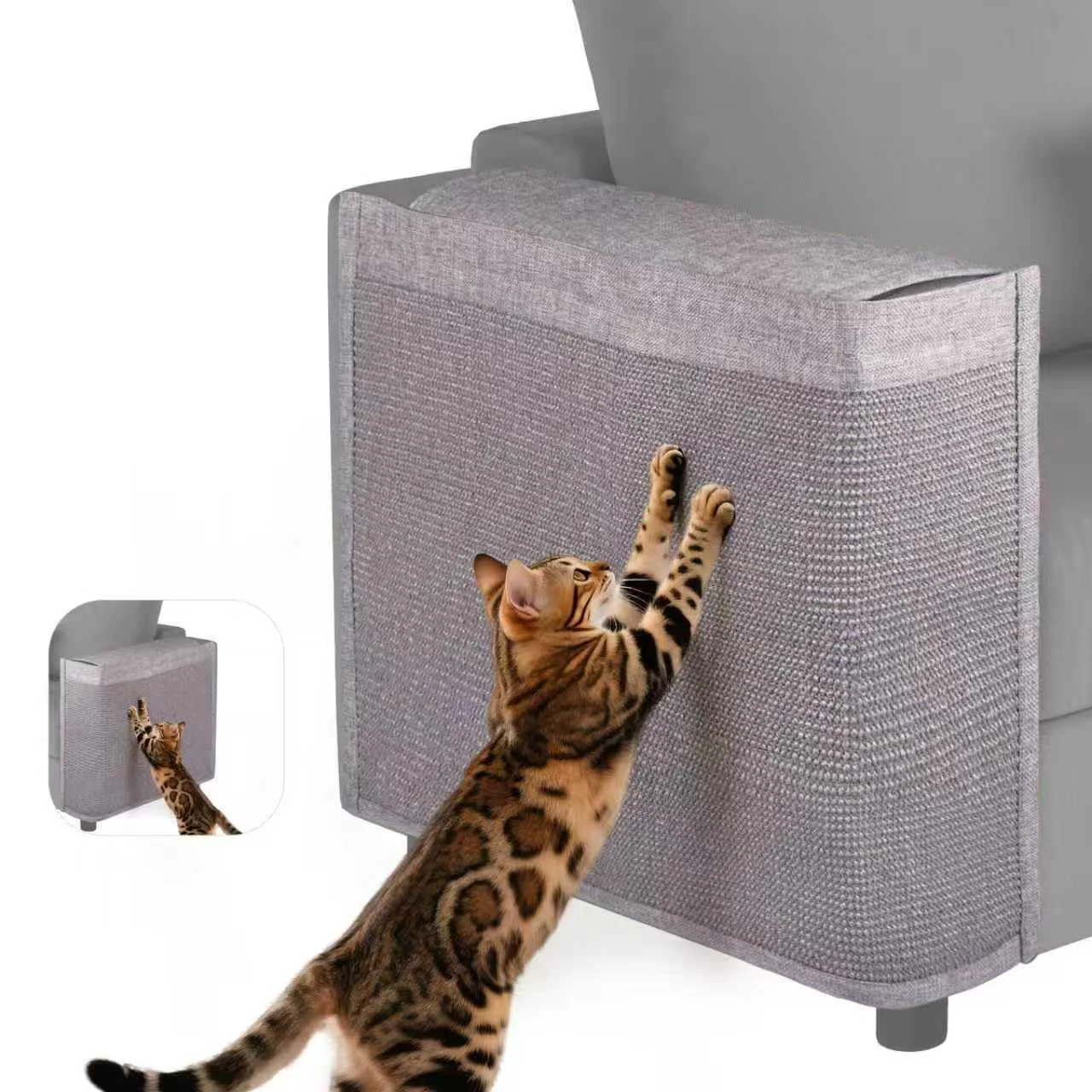 Convenient TCooSo Cat Scratch Protector for Sofa – Universal Armrest Protector with Color-Matched Sisal Pad Elite