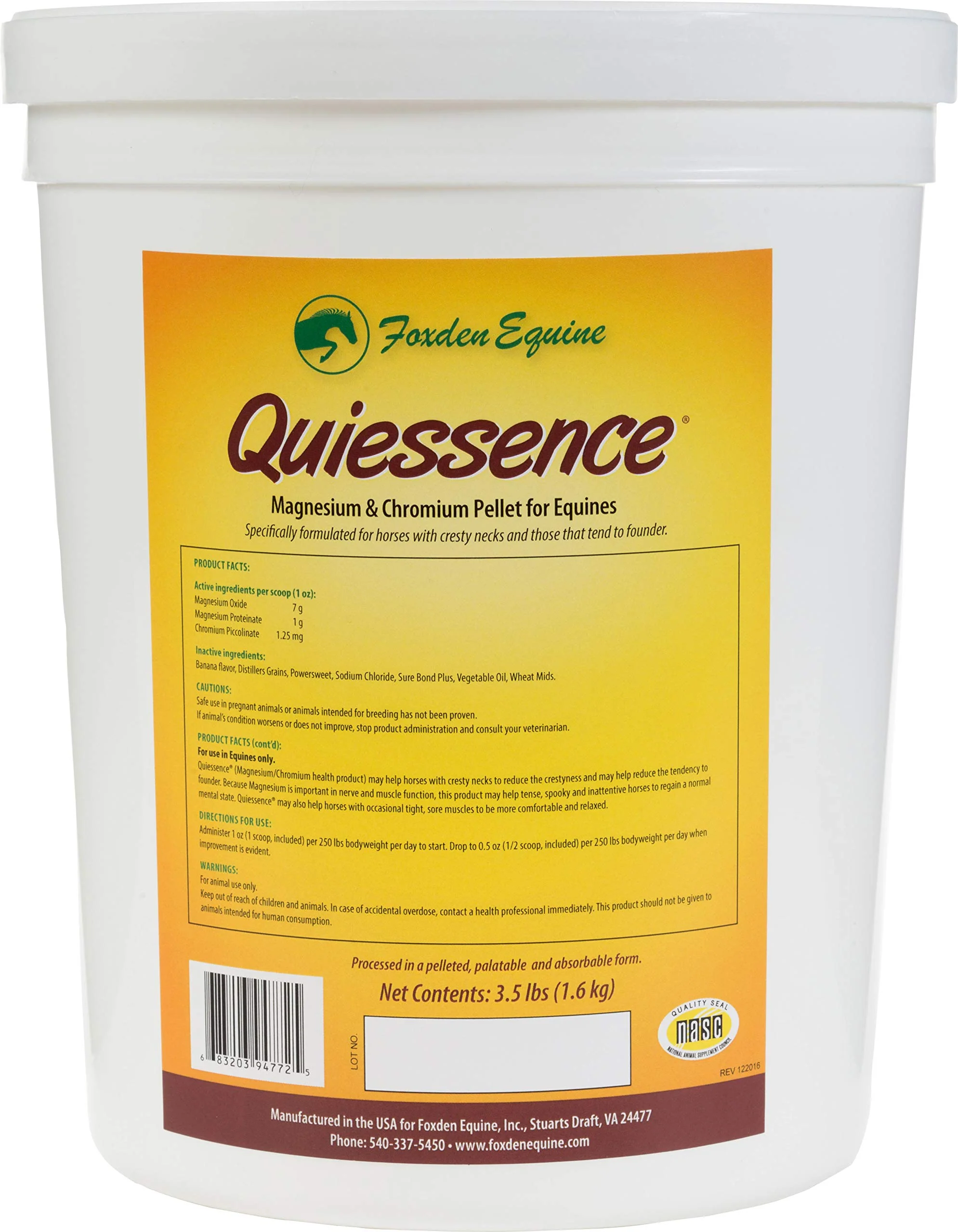 World-Class Foxden Equine Quiessence – 3.5lb Quiessence Horse Supplement Specialty