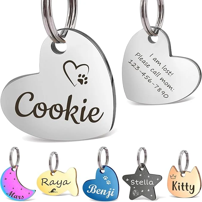 Organic Anavia Small Size Dog Cat ID Tags Small XS Personalized Color Plated Stainless Fashionable