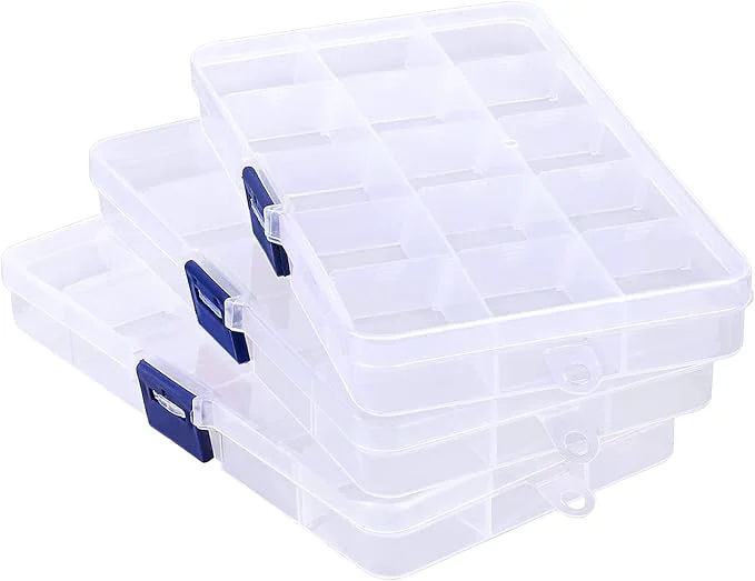 Effective Fake Nail Storage Box 3PCS 15-Grid Rhinestone Organizer Case with Divider Clear Plastic Empty Container for Art Craft Sewing Screw Rock Collection Fishing Tackle Bead Jewelry Display HolderAbout ThisOverview Sophisticated