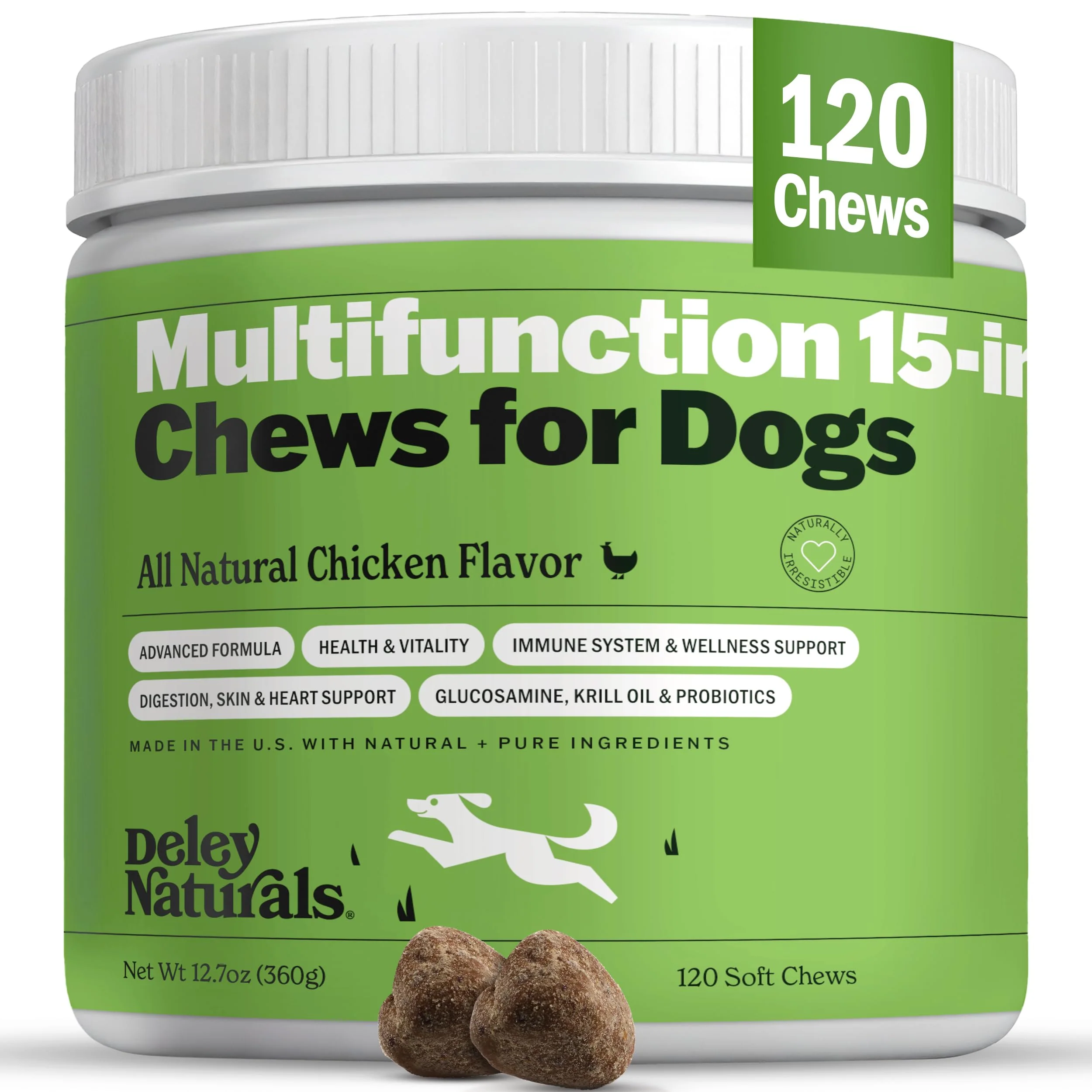 Secure Deley Naturals 15-in-1 Dog Multivitamin – Immune Joint Skin Support 120 Chews Durable