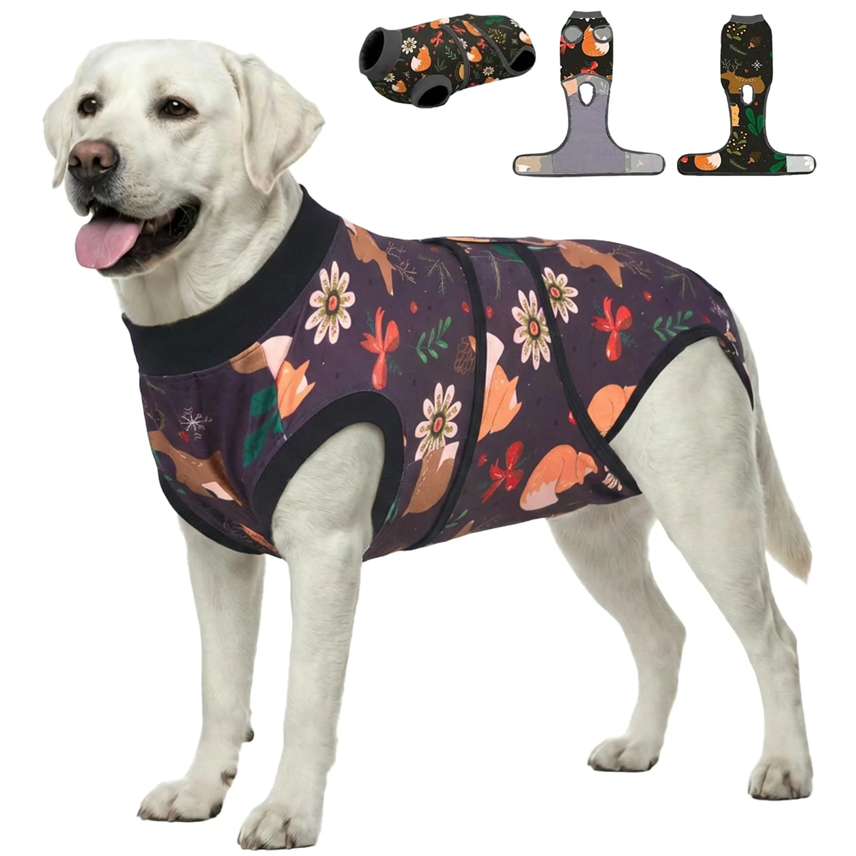 Refined PetWarm Surgery Suit for Dogs — Adjustable Recovery Onesie Cone Zoo Pattern 2XL Advanced