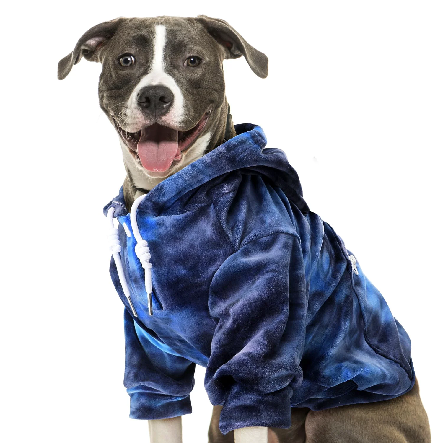 Comfortable SlowTon Dog Hoodie Tie Dye – Warm Soft Knit with Pocket Blue 3XL High-Quality
