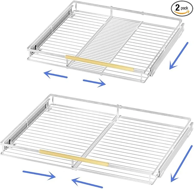 Reliable Pull Out Cabinet Organizer 2Pack Heavy Duty Slide Out Pantry Shelves Sliding Drawer Pantry Shelf for Kitchen Living Room Home 14.16”-24.16”W x 17.3”DAbout ThisOverview Top-Quality